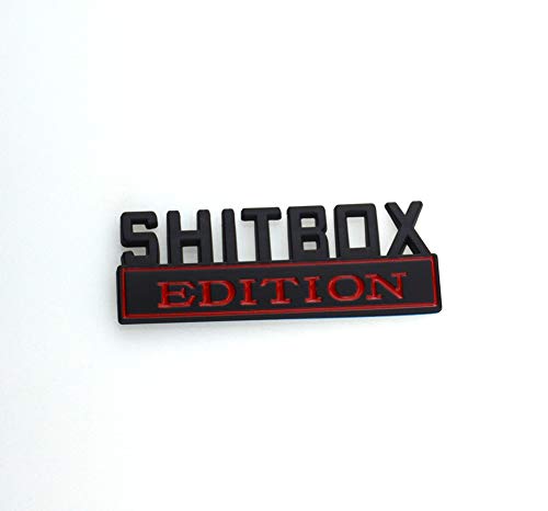Image of 1x SHITBOX EDITION emblem 3D Fender Badge Decal Car Truck Replacement for Chevy Silverado 1500 2500 Chevrolet C10 C15 (Black Red)