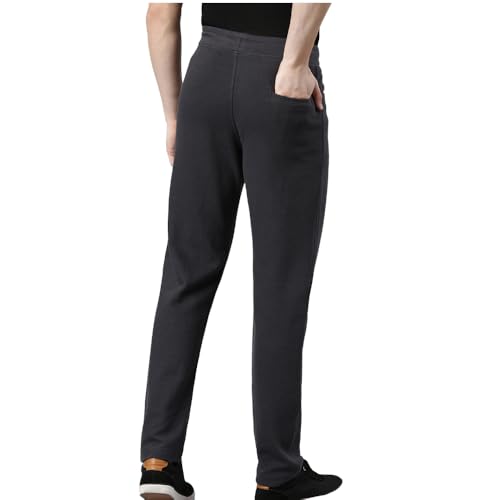 Image of F A S O Men's Cotton Track Pants - Casual Fit, Ottoman Fabric, Denim Pocket, Invisible Back Pocket, Adjustable Drawcord Waist - Gym, Workout, All-Day Comfort Lounge Joggers