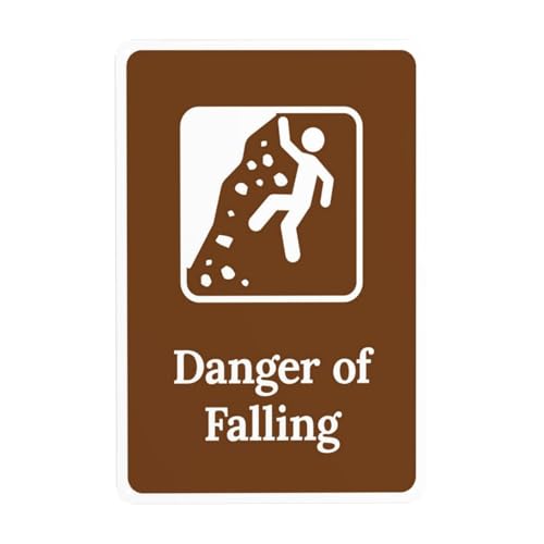 Danger Of Falling Warning Sign, Road Yard Outdoor Hiking Trail Security Caution Sign 12x8 Inch