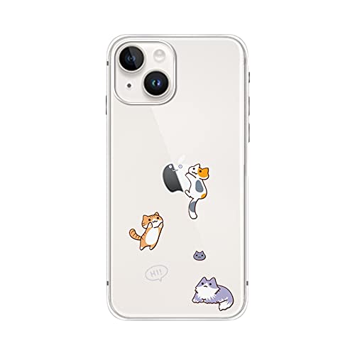 Fancycase Iphone 14 Case (6.1Inch)-Cute Cat Design Lovely Cartoon Animal Pattern Flexible Tpu Protective Clear Case Compatible With Iphone 14 (Cat Trio) #TOP27