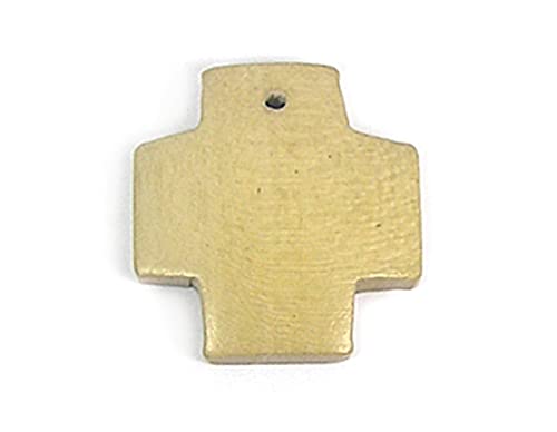 Pendentif en bois croix ciré ocre 23x23mm breloque pour loisirs créatifs DIY x50
