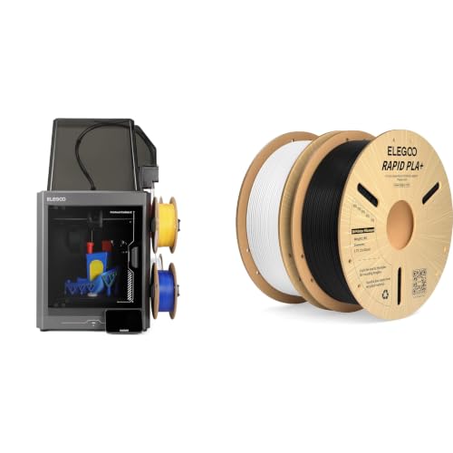 Image of ELEGOO Centauri Carbon 2 3D Printer & PLA+ Filament Black & White 2KG