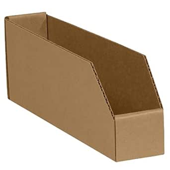 Aviditi Corrugated Cardboard Storage Bins, 2"x 12"x 4 1/2", Kraft, Pack of 50, for Warehouse, Garage and Home Organization