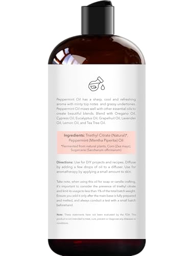 Image of Brooklyn Botany Peppermint Essential Oil - Huge 16 Fl Oz - for Candle Making, Soap Making, Diffusers, and Aromatherapy