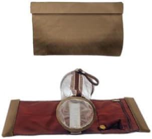 Brown Faux Scotch Grain Vintage Style Cosmetic Jewelry Case Travel Bag