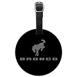 New Bronco Logo Round Leather Luggage Card Suitcase Carry-On ID Tag