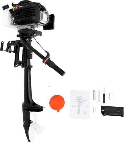 Motore fuoribordo a 4 tempi, motore fuoribordo a benzina 55 ccm 4 cv motore fuoribordo a benzina, albero corto, accensione CDI, raffreddamento ad aria con serbatoio del carburante per barca da pesca