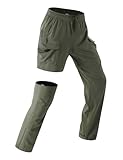 baleaf Women's Hiking Pants 29'' Convertible Zip-Off Pants with 6 Pockets Lightweight Quick Dry Water Resistant UPF 50+ Army Green M