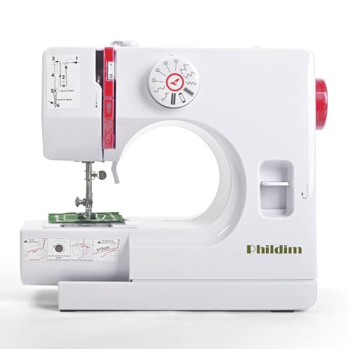 Mini Sewing Machine by Phildim, Small Portable Sewing Machine, Adult Mending Machine with Reverse Sewing and 12 Built-In Stitches, Suitable for Household and Travel PD-055-A8