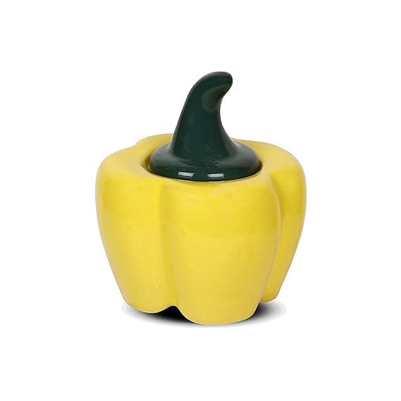 Ceramic Shimla Mirch Jar - Decorative Kitchen Storage Container | Handcrafted Spice Jar | Shimla Mirch Design | Airtight Lid | Ideal for Storing Spices, Sugar or Dry Fruits (Yellow)-image-14