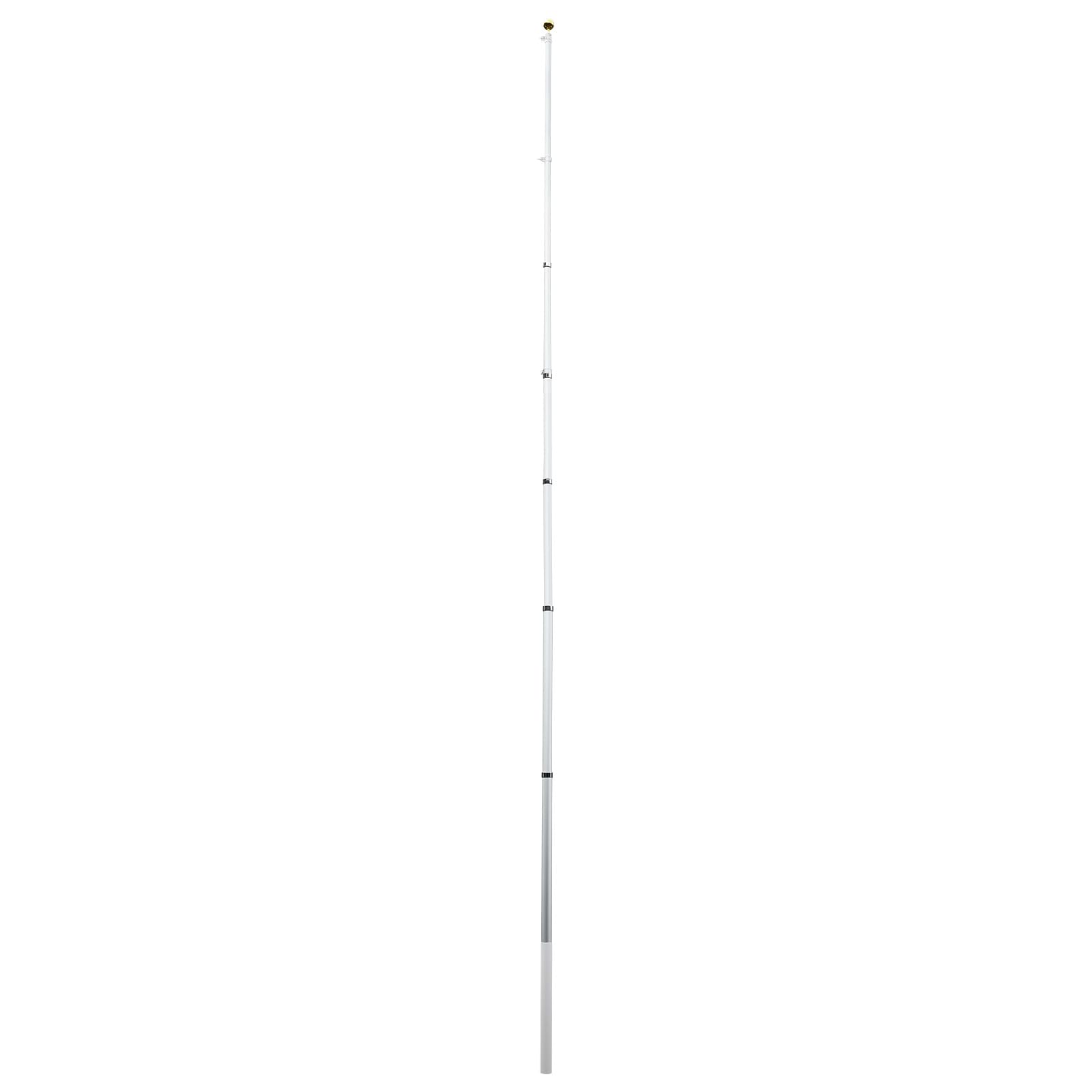 VEVOR Mástil de Bandera Telescópico para Exterior 9,14 m Asta para Bandera, Tubo Grueso de Aluminio Reforzado, Kit Completo de Instalación, para Zona Residencial Comercial Eventos, Color Plateado