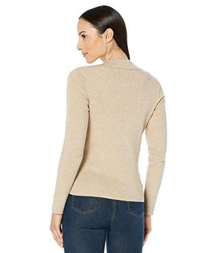 Image of Calvin Klein Women's Johnny Collar V Neck Lightweight Long Sleeve Comfortable Sweater