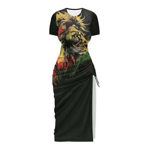 Image of Short Sleeve Dress for Women,Sexy Bodycon Dress,Plus Size Slit Dress,String Design s-4xl