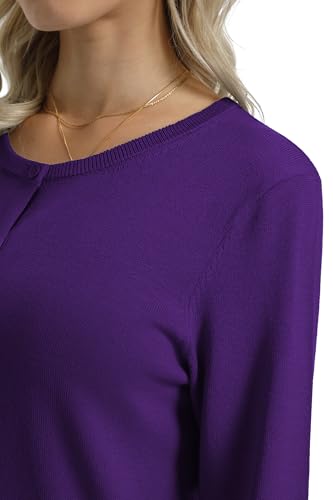Image of QUALFORT Women's 100% Cotton Lightweight Cardigans Long Sleeve Knitted Button Down Sweater