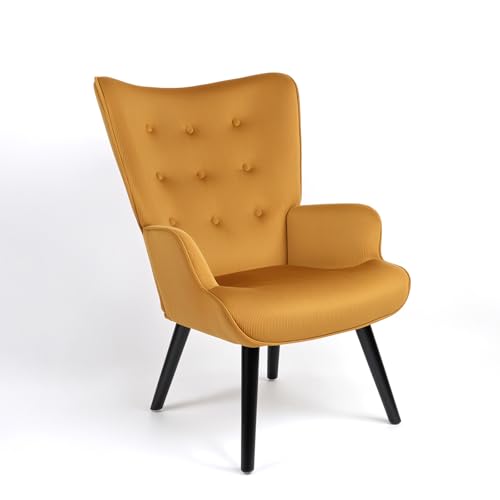 Accent Chair, Modern Tufted Button Wingback Vanity Chair, Mid-Century High