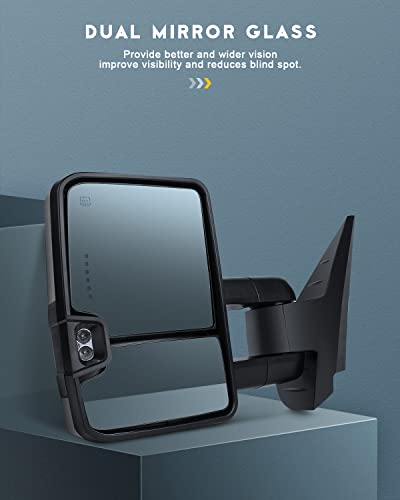 Ocpty Rearview Mirrors Power Heated Towing Mirrors For Chevy Silverado All Models 2008-2013 For Gmc Sierra All Models 2008-2013 For Chevy 2007-2014 For Gmc 2007-2014 Lights Mirror Turn Signal #TOP1