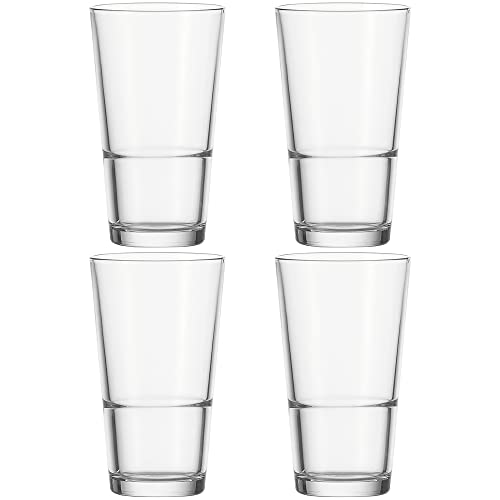 Leonardo Event XL Trink-Gläser, 4er Set, spülmaschinenfeste Longdrink-Gläser, stapelbare Trink-Becher aus Glas, Getränke-Set, 550 ml, 010818