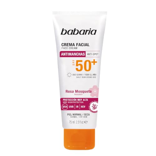 Babaria - Sonnencreme Gesicht SPF 50 | Anti-Flecken mit Hagebuttenöl | Feuchtigkeitspflege | Gesichtscreme mit Lichtschutz | 50 ml