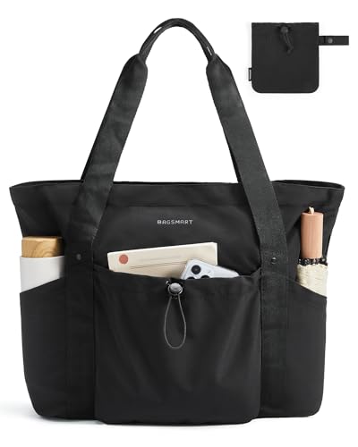 BAGSMART Tote Bag for Women, Tote Shoulder Bag with Laptop Compartment and Zipper Handbag for Travel, Work