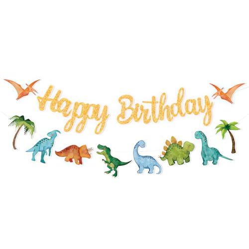 Dinosaur Happy Birthday Banner Dino Theme Party Sign