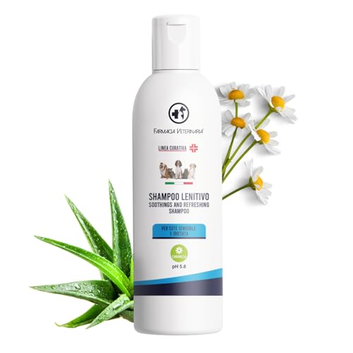 Farmacia Veterinaria Shampoo Cane Lenitivo - Privo di Parabeni e Coloranti - Shampoo per Dermatite e Prurito Cane - 150 ml, Prodotto in Italia
