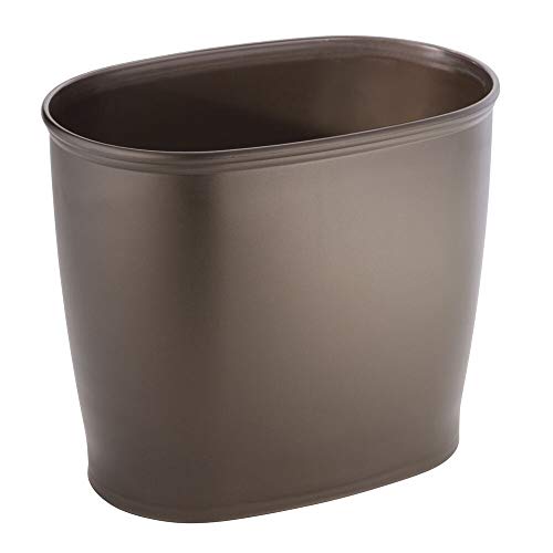 MetroDecor mDesign Oval Wastebasket Trash Can for Bathroom, Kitchen, Office - Bronze