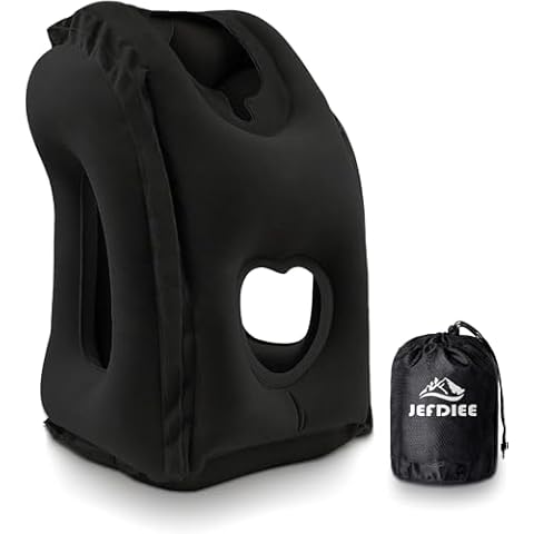 JefDiee Inflatable Travel Pillow for Airplanes, Airplane Pillow Comfortably Supports Head and Chin, Plane Pillow Used for Airplane, Trains, Cars and Office Napping Cover