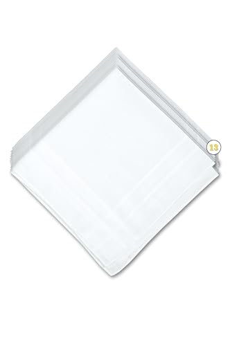 Image of Brooks Brothers Men's 18 inch Inch Bakers Dozen Set of 13 Cotton Handkerchief Pocket Squares, White (One Size)