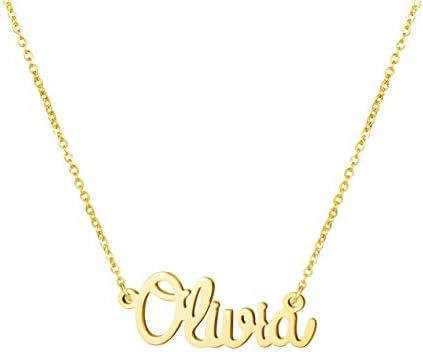 Name Gifts for Girls 18K Gold Chain Plated Stainless Steel Personalized Necklaces Birthday Jewelry for Women Olivia