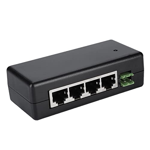 Inyector PoE de 4 puertos DC9V-48V para cámaras IP | Adaptador seguro de alimentación Ethernet miniatura 5