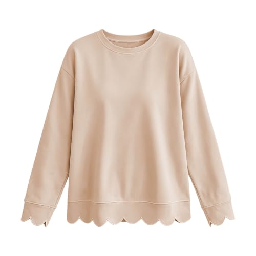 Oversized Crewneck Sweatshirt for Women Scalloped Casual Pullover Tops - image 7