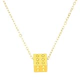 RUFUNI Lucky Dice Hollow-Out Pendant Necklace 3D Dice Charms Pendant Hip Hop Necklace Jewelry (Gold)