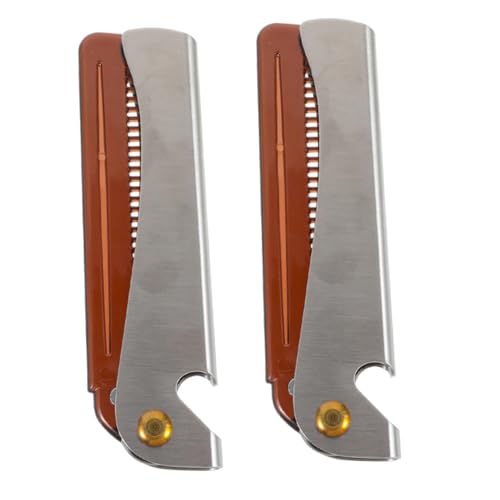 OATIPHO 2個携帯用折りたたみ式 ひげ用コーム ステンレススチール製 メンズヘアブラシ 多機能ボトルオープナー付き 男性用ポケットコーム 旅行用ヘアデタングラーブラシ