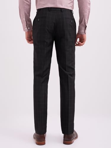Image of Park Avenue Smart Fit Polyester Blend Checks Pattern Flat Front Formal Trouser