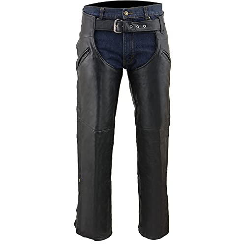 Image of Milwaukee Leather Men's Thermal Lined Premium Leather Motorcycle Bikers Riders Chaps