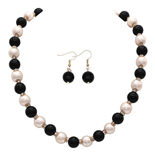 Perla de imitación JNF en collar y pendientes para novias