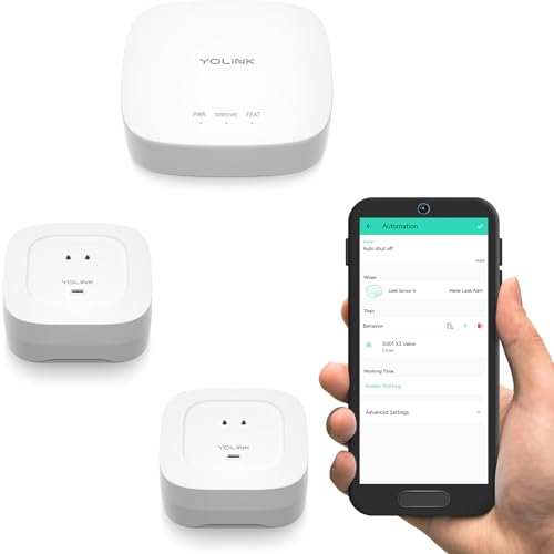 YoLink Water Leak Starter Kit: Hub + 2 Leak Sensor 4 (105 dB Siren), LoRa Long-Range, App/SMS/Email Alerts, D2D Offline, 2 AAA Up to 5-Year Battery, Compatible with Alexa/IFTTT/Home Assistant