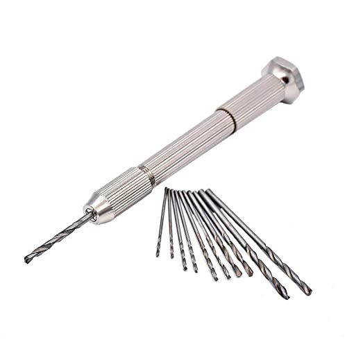 Generic Pin Vise Hand Drill Drilling Tool Stainless Pin Vise Walnut Reusable Plastic 10-piece set for pearls, etc. No power supply required
