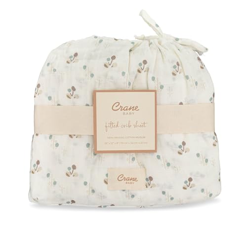 Crane Baby 100% Organic Cotton Poppy Fitted Crib Sheet, Gender Neutral, Soft, Breathable and Easy to Clean