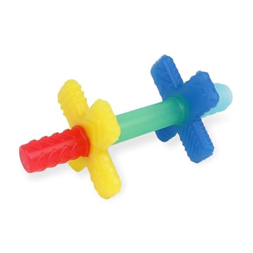 Itzy Ritzy Teensy Tube Teether; Textured Hollow Baby Teething Tube That Reaches Front Teeth & Back Molars, Made of Soft Silicone (Rainbow)