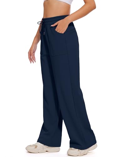 M MOTEEPI Womens Fleece Wide Leg Sweatpants Baggy High Waisted Winter Sweats Pants Straight Legs Athletic Pants with Pockets4