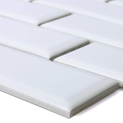 Preisvergleich Produktbild Keramik Mosaikfliesen Devon Metro Facette Weiß