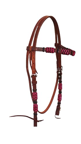 CHALLENGER Horse Horse Western Show Tack Leather Bridle Pink Rawhide Browband Headstall 78200HB1