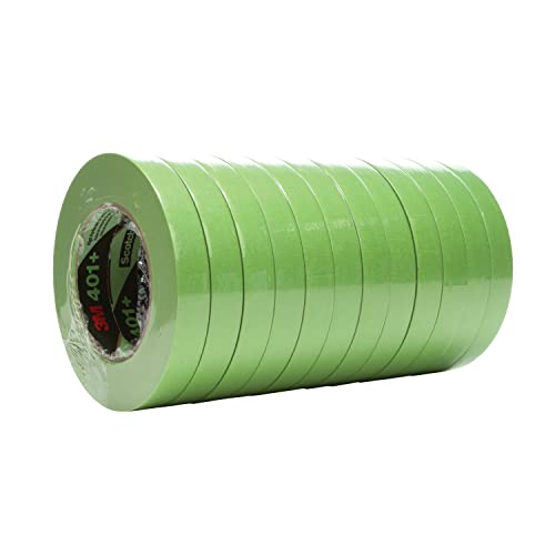 Image of 3M 401+ High Performance Masking Tape, Green, 12 mm x 55 m - Strong Holding Power for Automotive, Specialty Vehicle and Industrial Markets, Case of 48