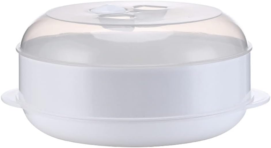 Round Single Double Tier Microwave Food Steamer Kitchen Veggies Fish Cookware Plastic Environmental Protection is Not Hot (Size : 16 * 26cm) (11 * 26cm)