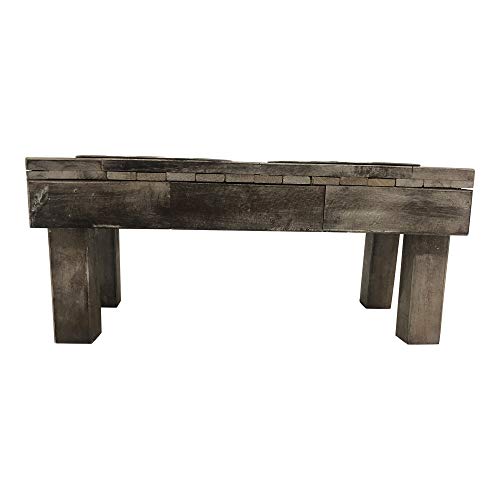 Huntley Equestrian Pet Berjen Table Elevated Double Bowl Pet Feeder, Brown Wash (Large) (02189) - Thumbnail 2