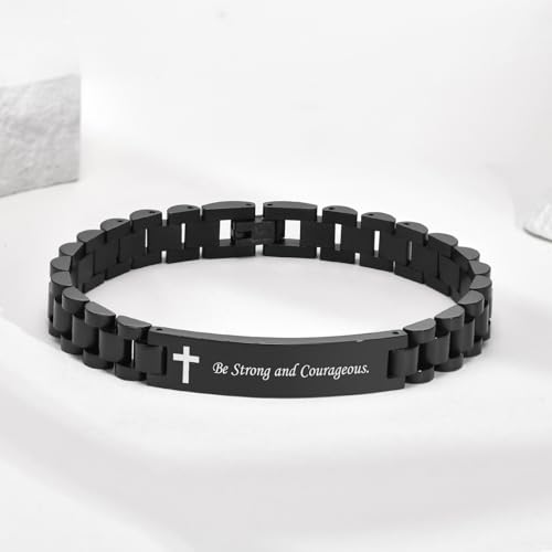 Pulsera inspiradora de la fe cristiana Vnox ajustable con mensaje de motivación 4