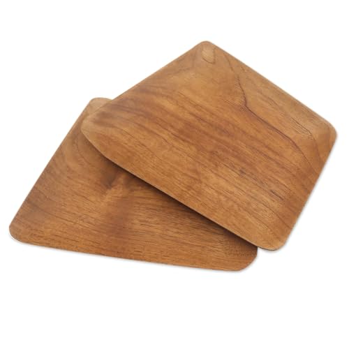 Platos para sushi artesanales de madera NOVICA pareja miniatura 3