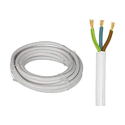 K M Electronics® 3 CORE Mains Cable Wire Flex White 1.25MM 13A 13 AMP 5M Cover