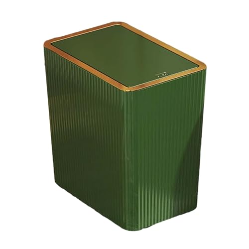 Kitchen Wastebasket with Press Type Lid Narrow Garbage Can, Paper Basket Organizer, Bathroom Trash Can with Lids for Study, 12L Green